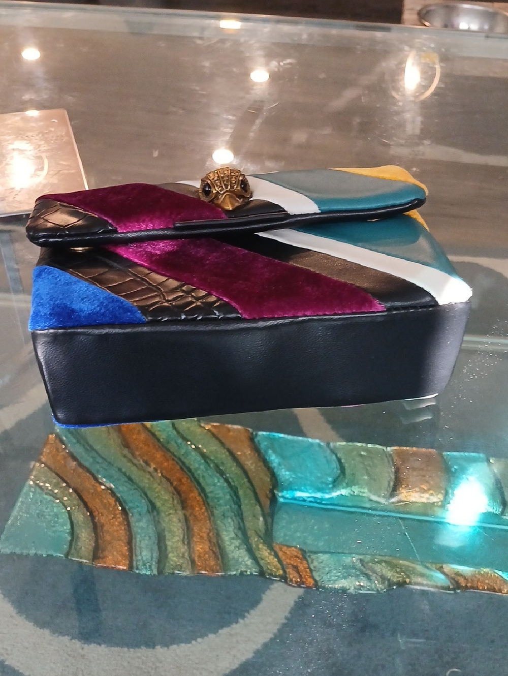 Kurt Geiger Multicolor Velvet Chain Shoulder Bag - Picture 5 of 8